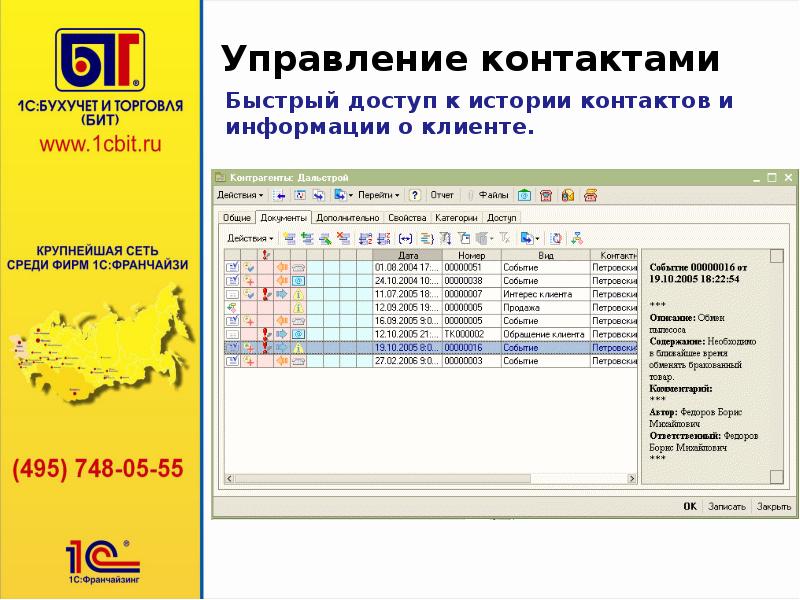 Управление контактами. 1c управление заявками обзор. Контакты управляющей.