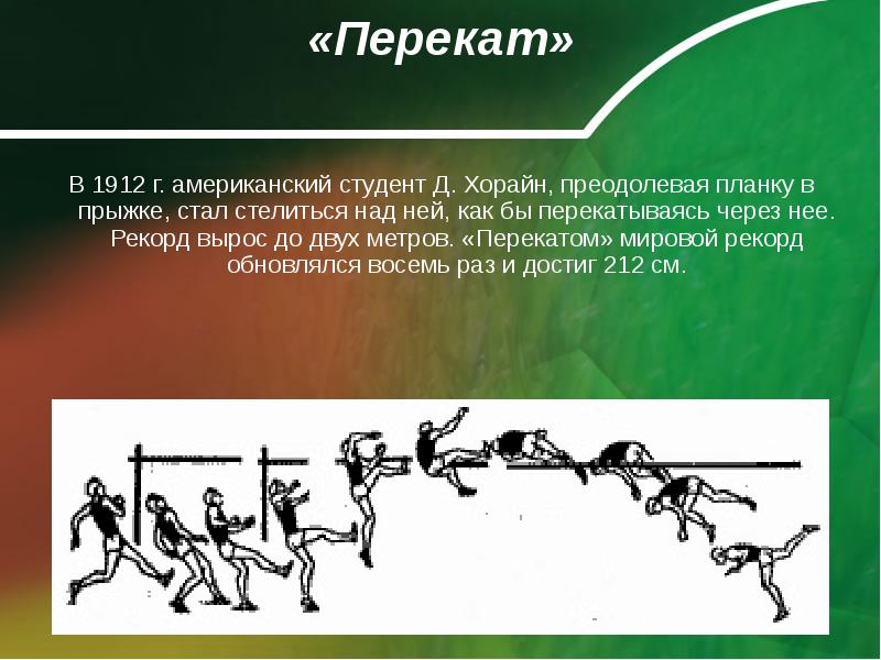 Презентация на тему техника прыжка в высоту способом фосбери флоп