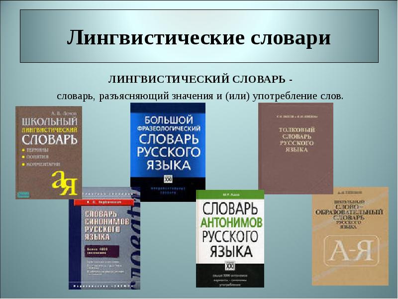 Виды словарей презентация