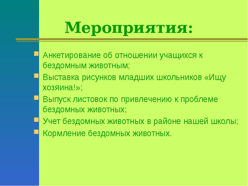 Анкетирование по проекту бездомные животные