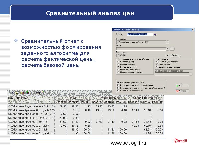 Сравнительный отчет образец