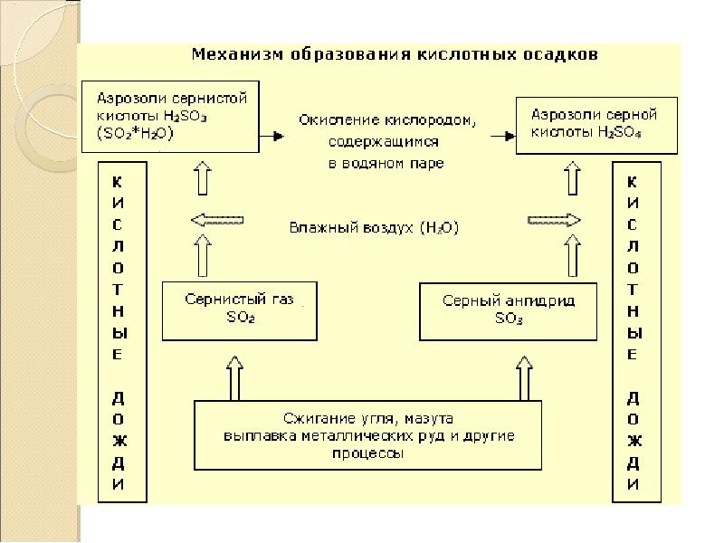 Схема образования кислотных дождей