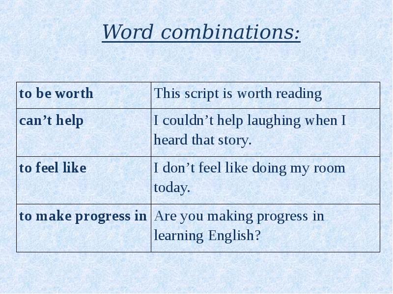 Types of word combinations