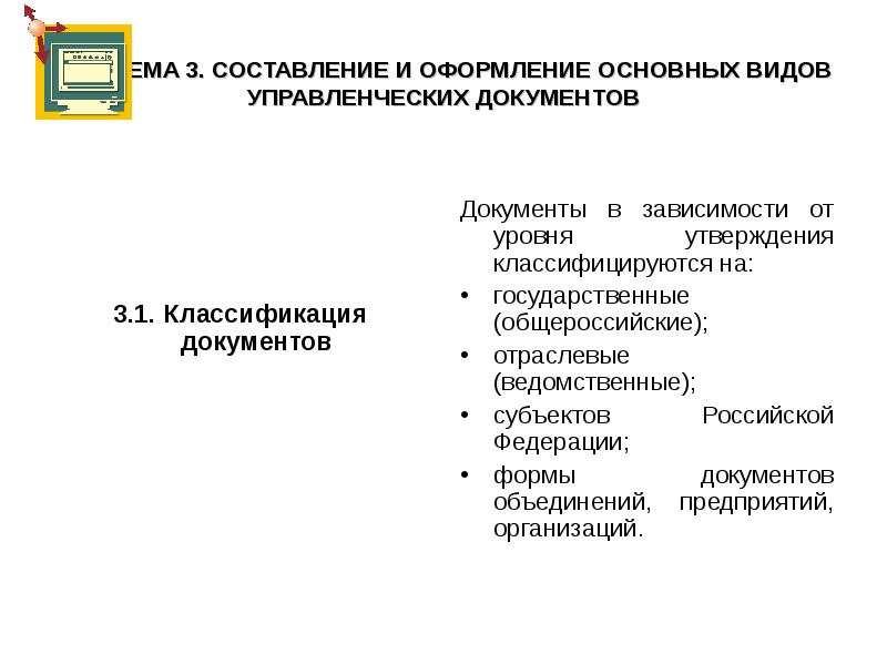 Перечень управленческих документов организации