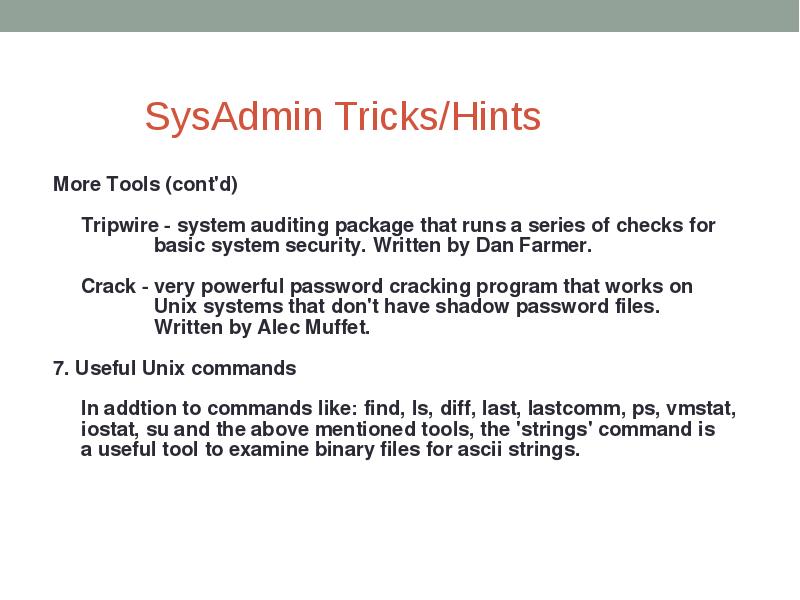 SysAdmin Tricks/Hints