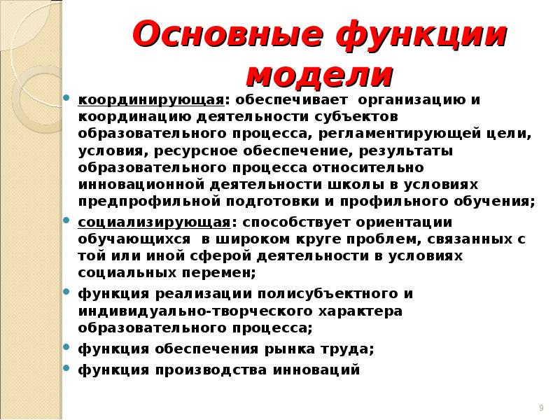 Модельная функция. Модельная функция