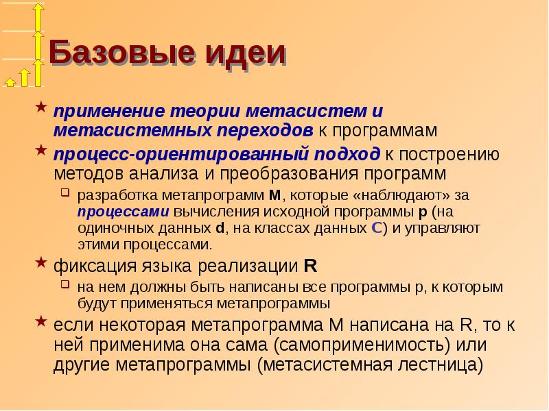 Применить теорию. Базовая идея. Методы анализа метасистемы. . Базовый набор метапрограмм.. Метавычисление разделы.