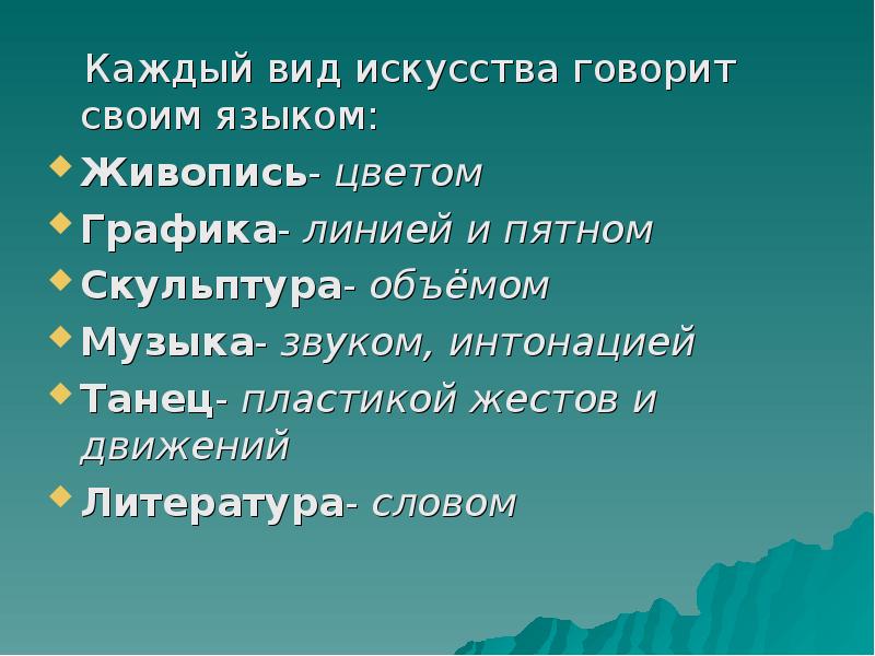 Язык искусства презентация