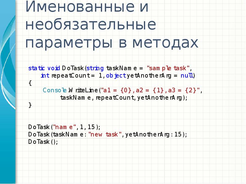 Что такое опционально. Параметры метода c#. Необязательные параметры метода c#. Именованные параметры c#. Формальные параметры метода в c#.