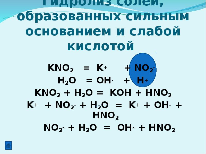 Zn oh kno3. Гидролиз слабого основания и слабой кислоты. Kno3 h2o гидролиз. Kno2 гидролиз. Гидролиз соли слабого основания и слабой кислоты.