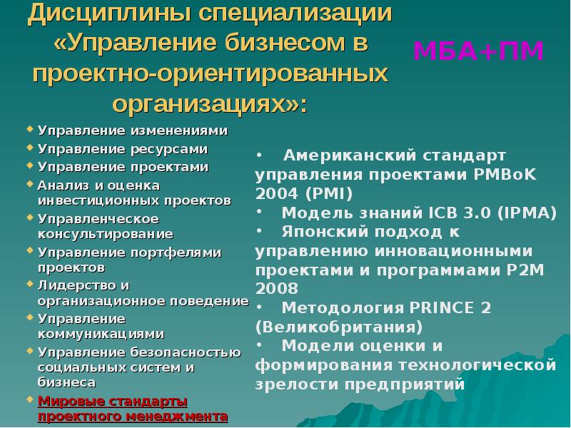 Специальность бизнес приложения и управление бизнес проектами