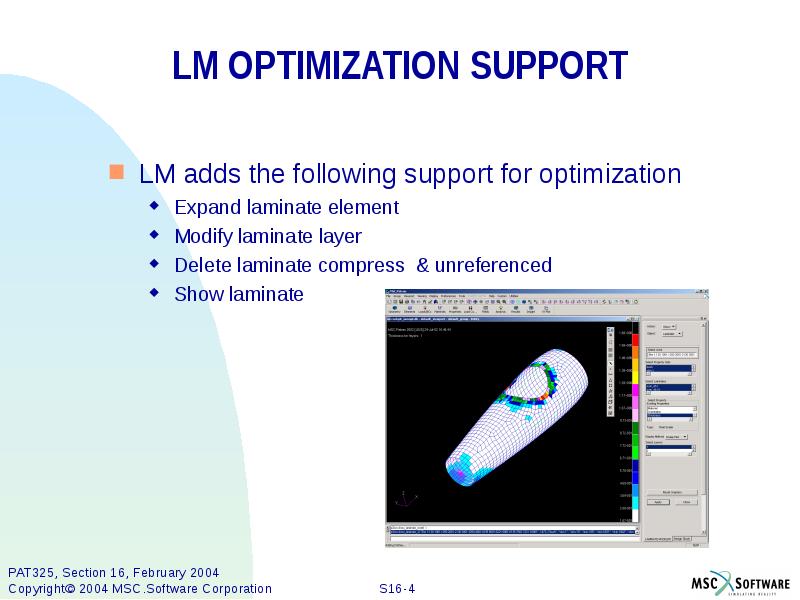 SECTION 16 MSC.LAMINATE MODELER 2003 ENHANCEMENTS презентация, доклад, проект