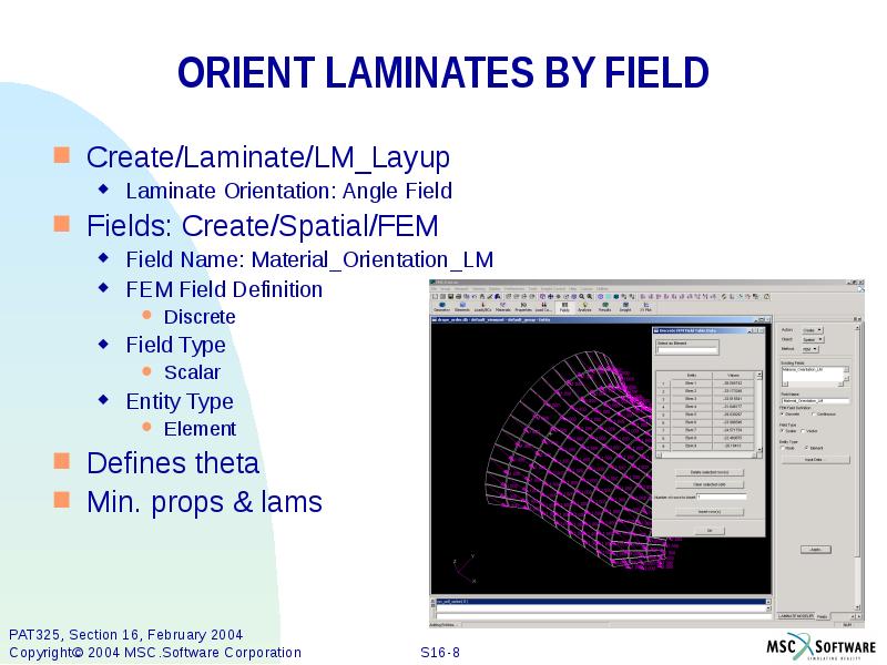 SECTION 16 MSC.LAMINATE MODELER 2003 ENHANCEMENTS презентация, доклад, проект