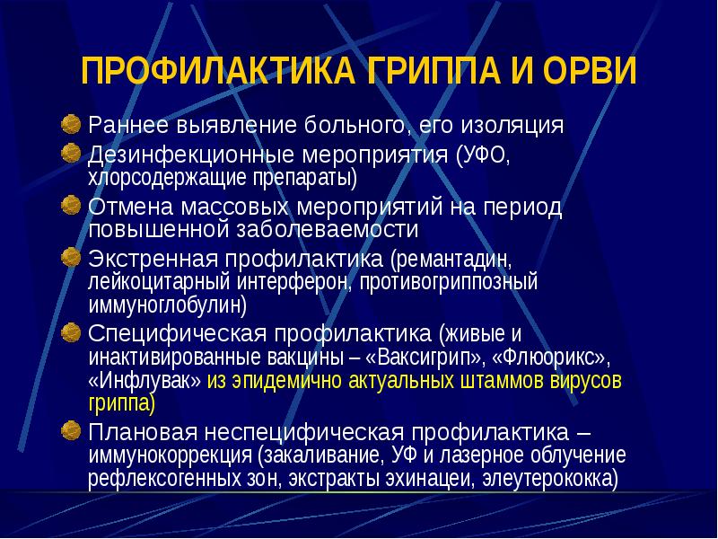 План противоэпидемических мероприятий в очаге при гриппе