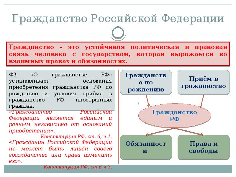 Гражданство российской федерации понятие и принципы презентация