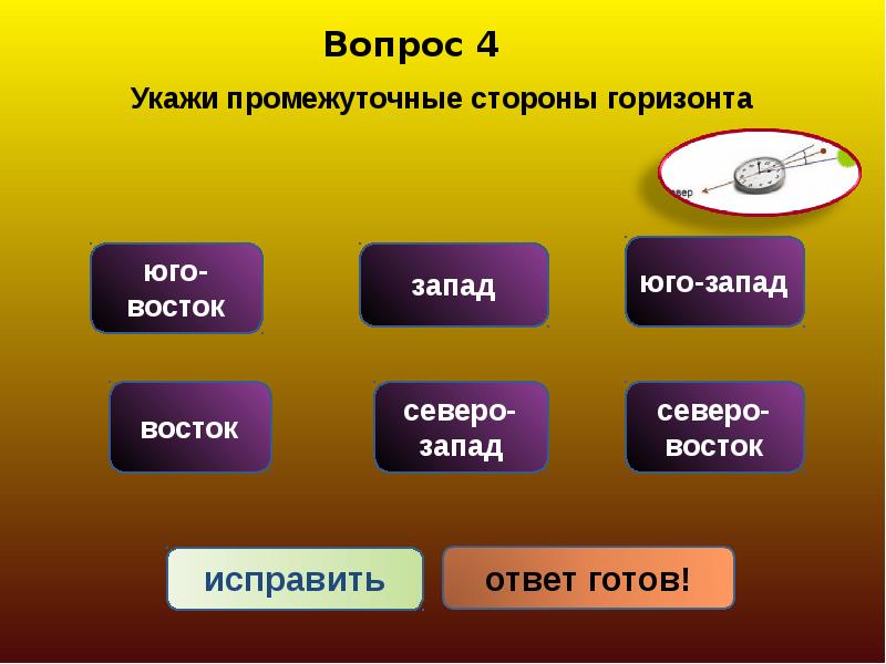 4 спроси. Промежуточные стороны горизонта. Укажите промежуточные. Северо Восточная сторона. Север Юг Запад Восток.