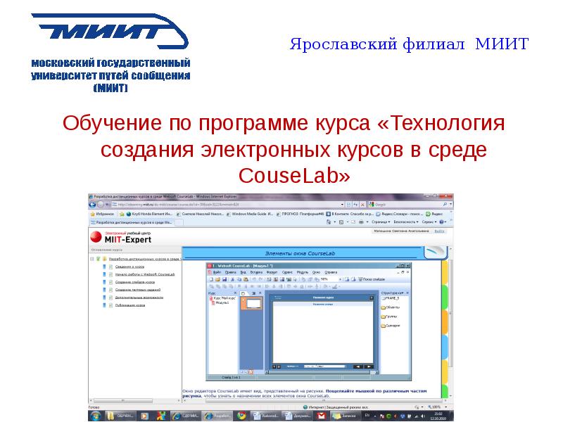 Создание электронного. Ярославский филиал МИИТ. СДО МИИТ. Электронный курс для СДО. Технологии создания электронных курсов.