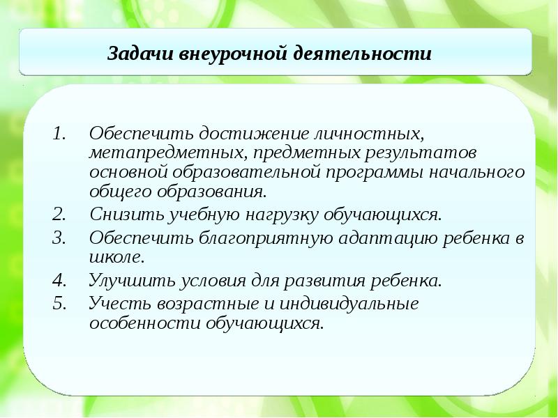 Основные результаты внеурочной деятельности презентация