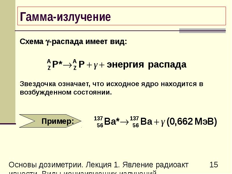 Схема гамма излучения