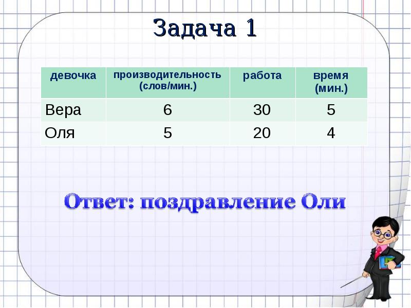 Презентация задачи на производительность 4 класс