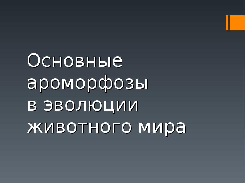 Основные ароморфозы  в эволюции животного мира