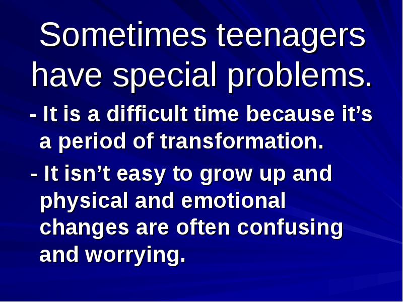 Презентация teenagers problems