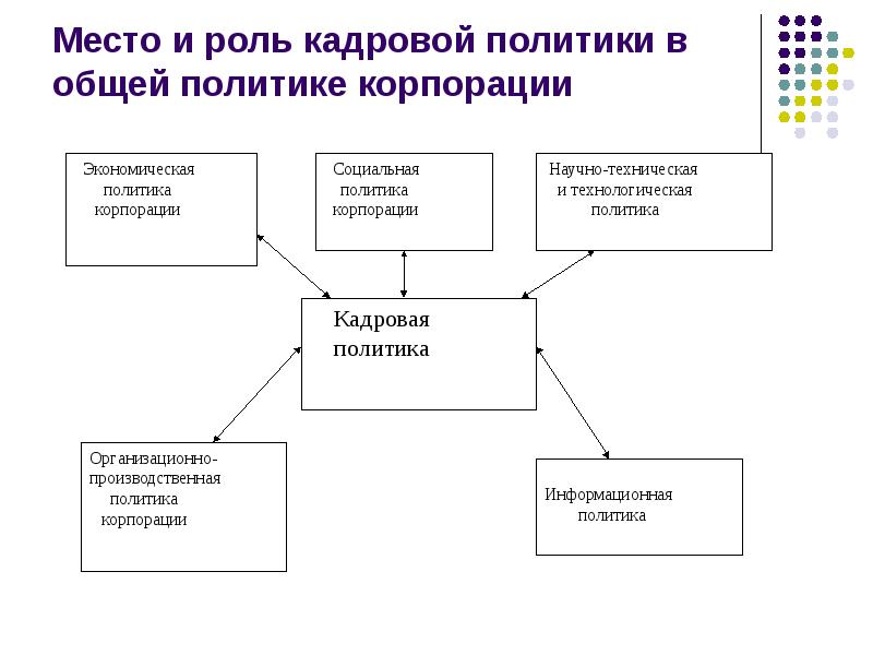 Персонал кадровой политике. Место кадровой политики в политике организации. Элементы кадровой политики схема. Роль кадровой политики в организации. Основные составляющие кадровой политики.