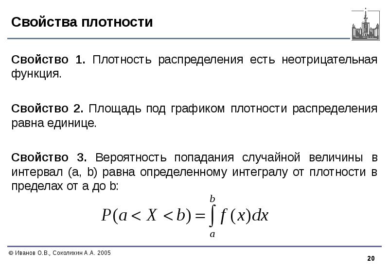 Свойства плотности