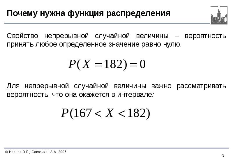 Функция распределения непрерывной случайной