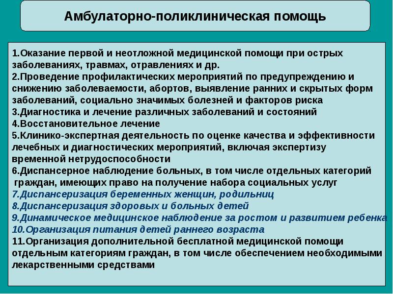 Амбулаторно. Организация амбулаторно-поликлинической помощи детям. Медицинская помощь в амбулаторно-поликлинических учреждениях. Этапы амбулаторно поликлинической помощи. Оказание помощи в амбулаторных условиях.