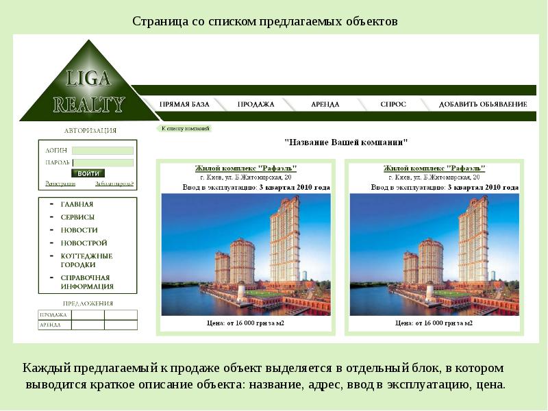 Презентация объекта недвижимости