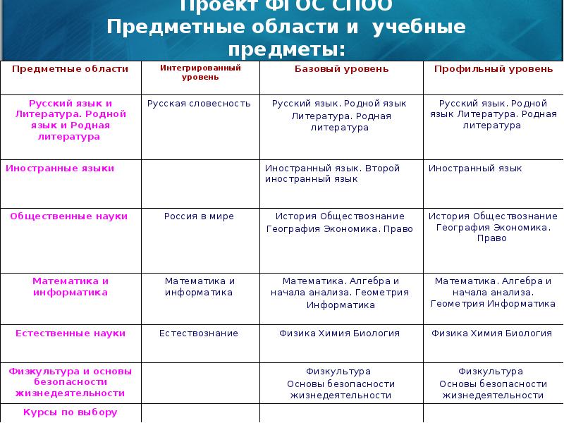 Какие есть предметные области в проекте