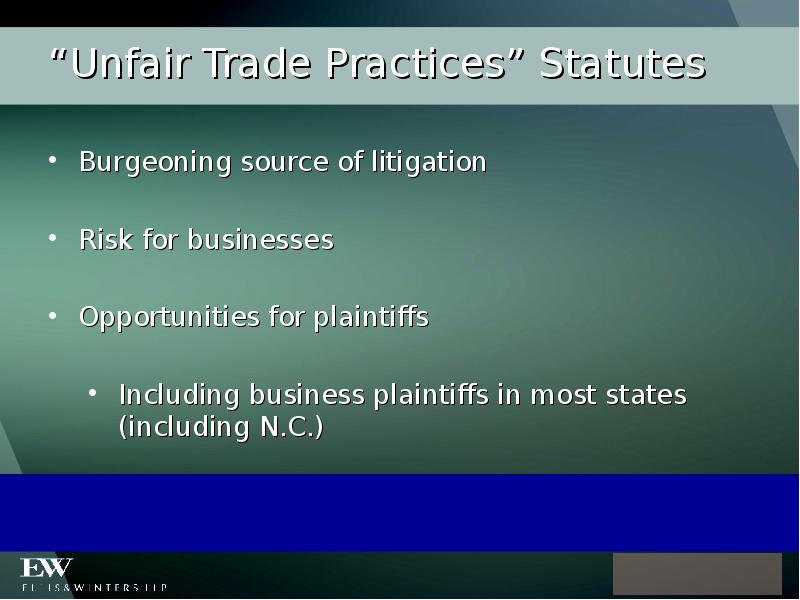 THE LAW OF UNFAIR TRADE PRACTICES презентация, доклад, проект