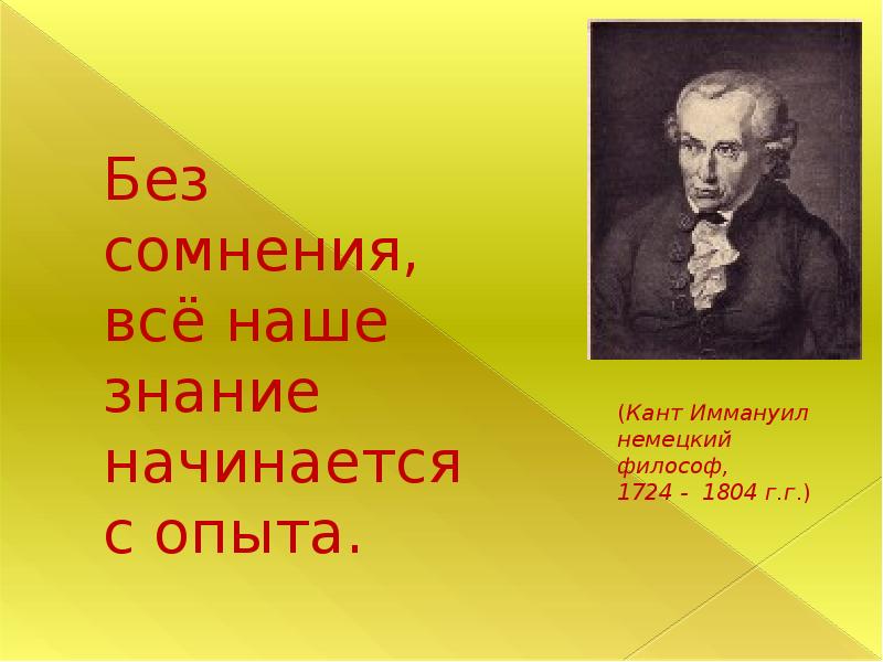 Кант знание. Без сомнения всякое наше познание начинается с опыта. Иммануил кант с чего начинается знание.