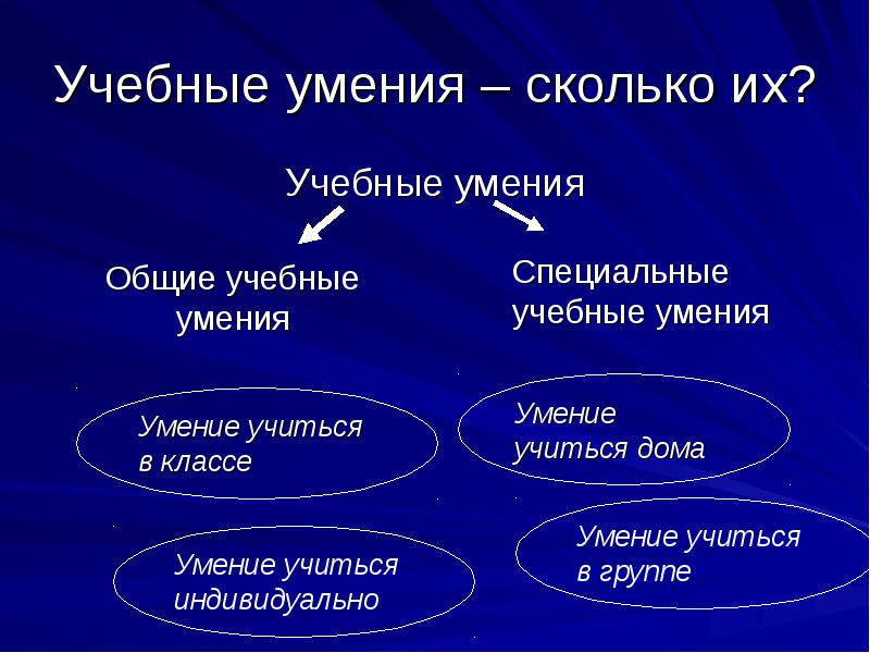 Учебные умения и навыки. Учебные умения. Общие учебные умения и навыки. Специальные учебные умения.