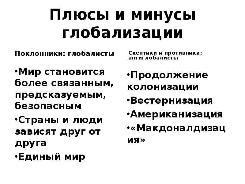 Минусы глобализации