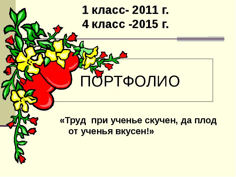 Портфолио презентация 3 класс