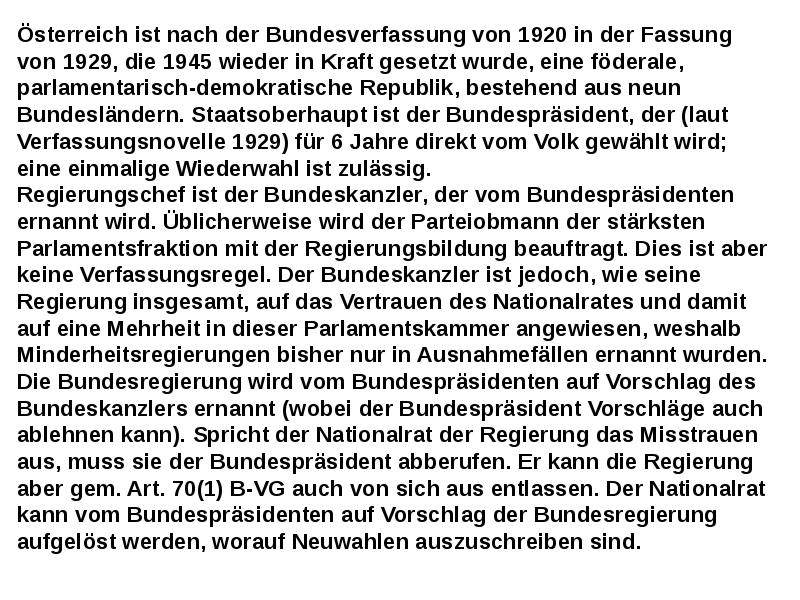 Österreich ist nach der Bundesverfassung von 1920 in der Fassung von Österreich ist nach der Bundesverfassung von 1920 in der Fassung von