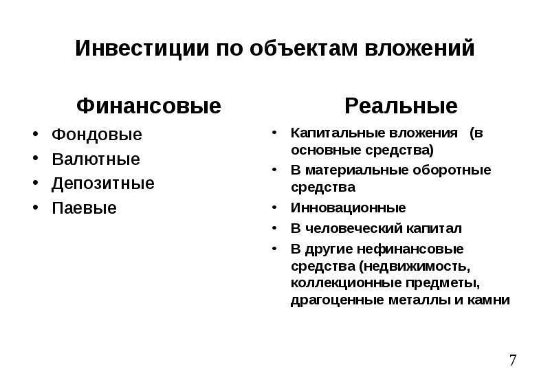 По объектам вложения различают. Инвестиции по объектам вложения. Объекты финансовых инвестиций. По объектам вложения инвестиции делятся на. По объектам инвестирования инвестиции классифицируют на:.