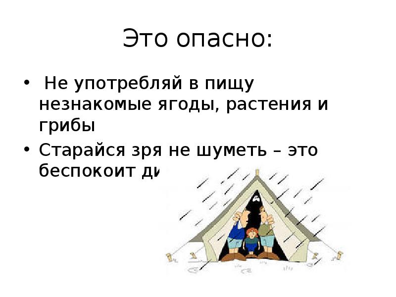 Презентация общие правила безопасности во время активного отдыха на природе