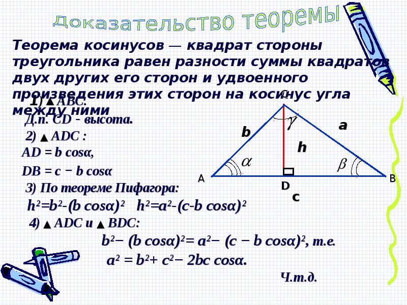 Теорема косинусов презентация 9 класс атанасян