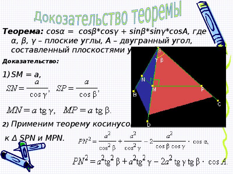 Косинус угла между боковой