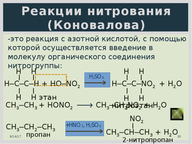 Метан реагирует с азотной кислотой. Реакция нитрования реакция Коновалова. Реакции нитрования в органической химии. Механизм реакции нитрования алканов по Коновалову. Нитрование по Коновалову.