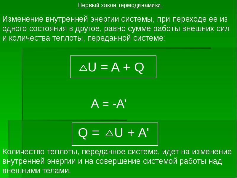 1 закон термодинамики 10 класс