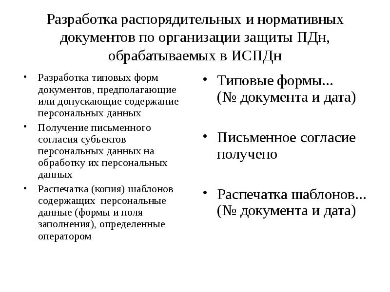 Типовая форма документа содержащего персональные данные