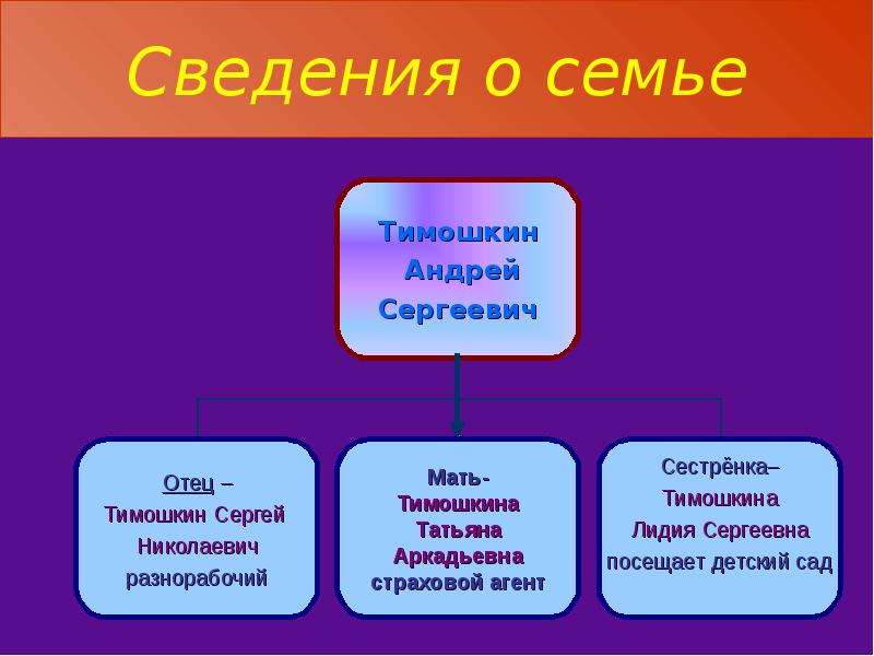 Сведения о семье