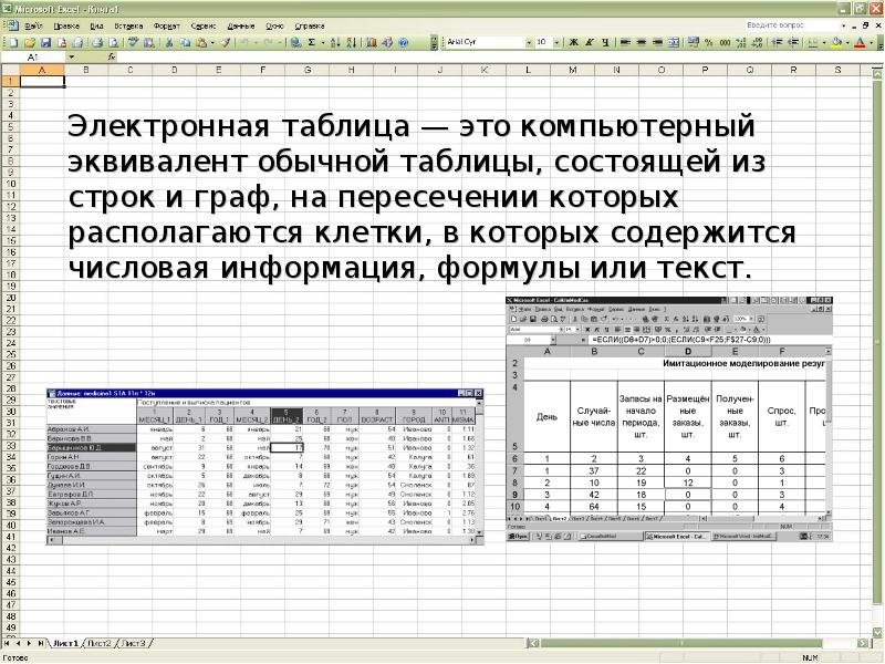 Типы электронной таблицы