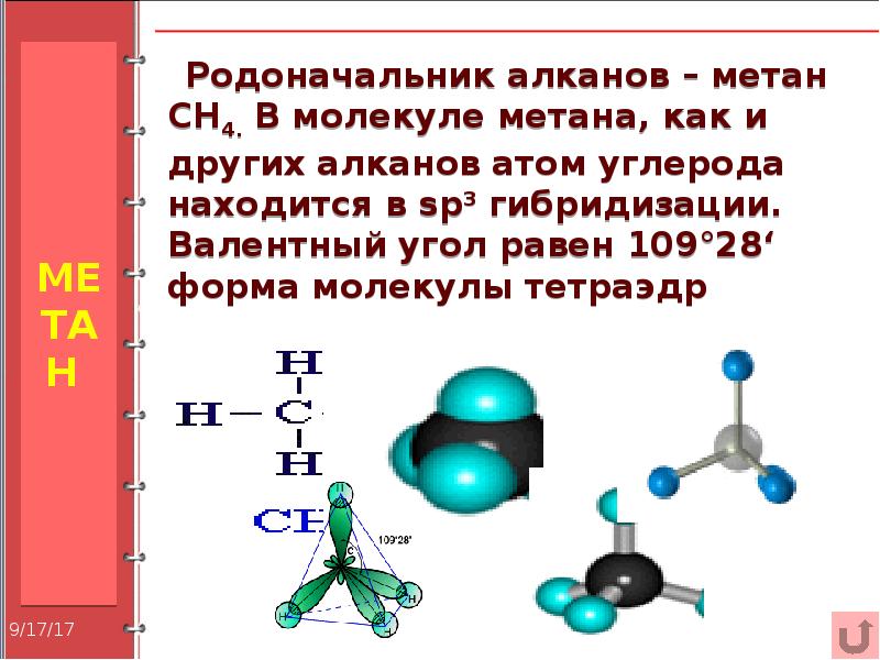 Образование молекул метана