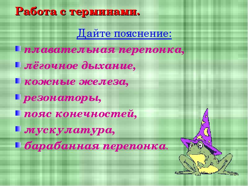 Работа с терминами. Дайте пояснение: плавательная перепонка,  лёгочное дыхание, 