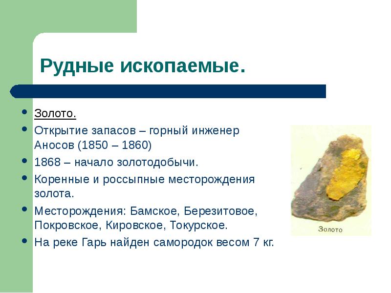 Полезные ископаемые в амурской области презентация